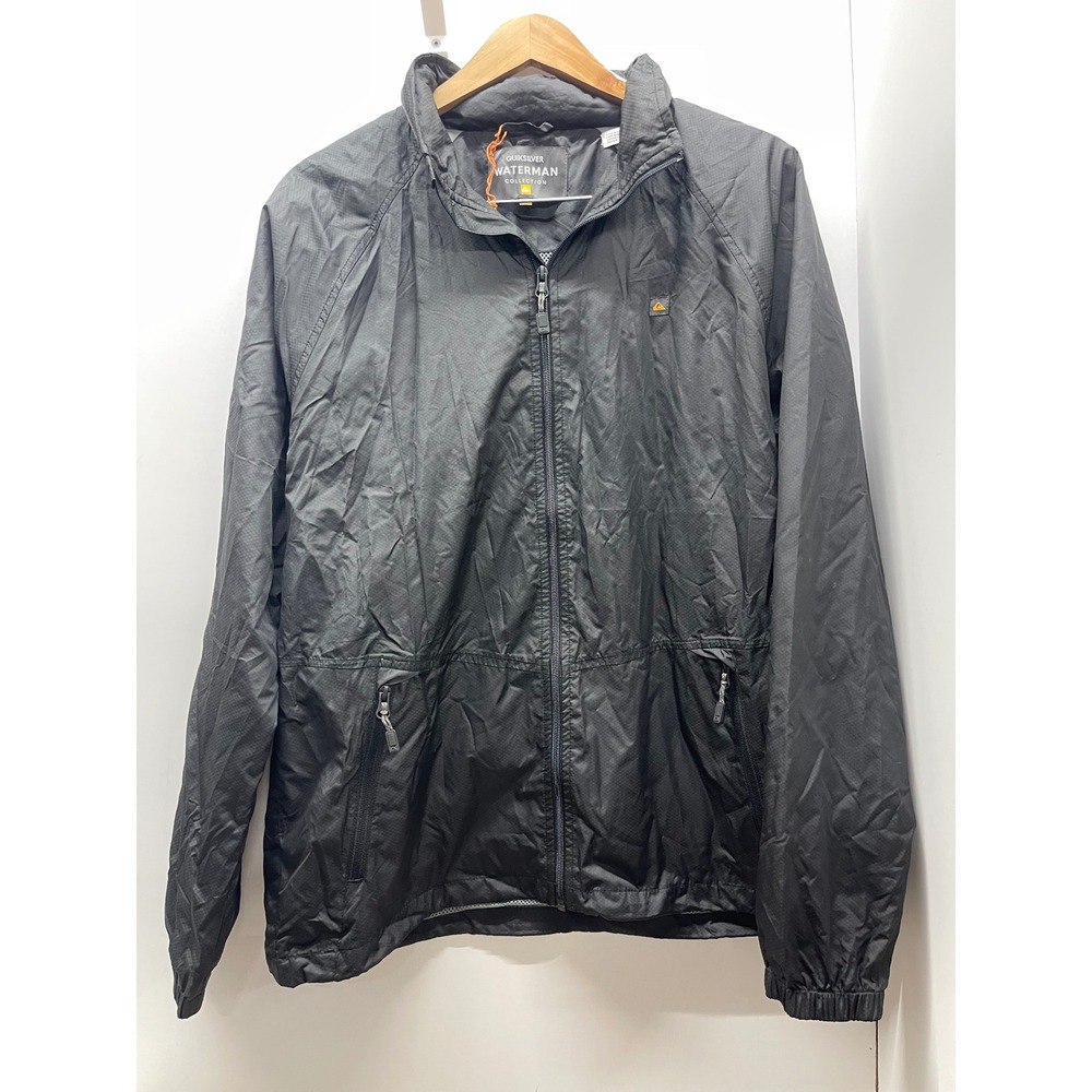 Quiksilver Waterman Collection Mens Black Ripstop Windbreaker Jacket Large